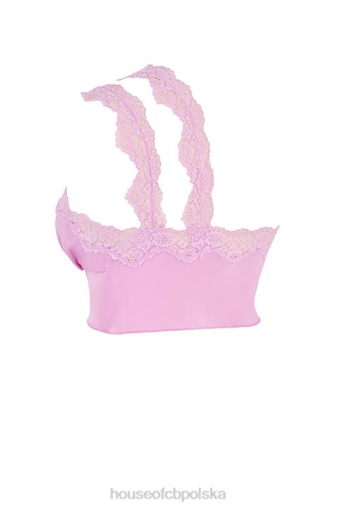 House of CB Lorena różowy krótki top zwiewny na każdą okazję