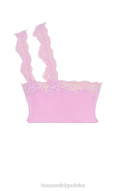 House of CB Lorena różowy krótki top zwiewny na każdą okazję