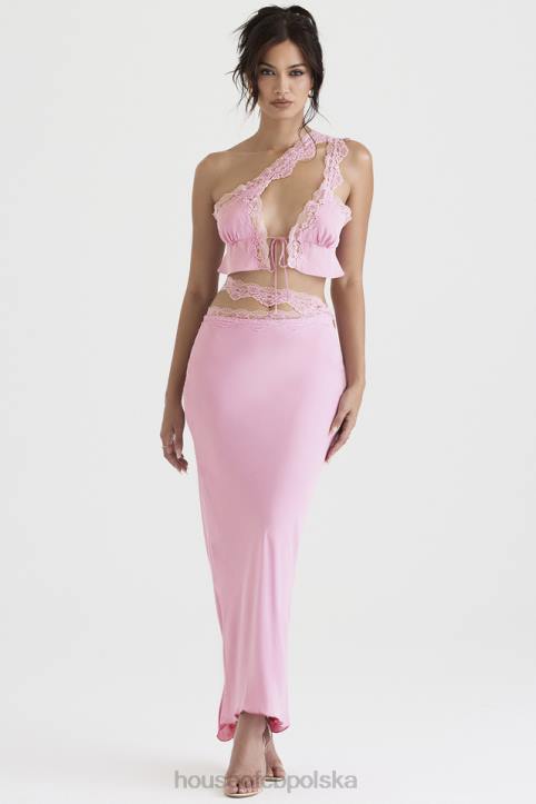 House of CB Lorena różowy krótki top zwiewny na każdą okazję
