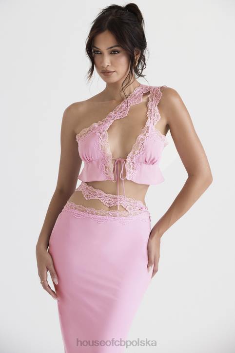 House of CB Lorena różowy krótki top zwiewny na każdą okazję