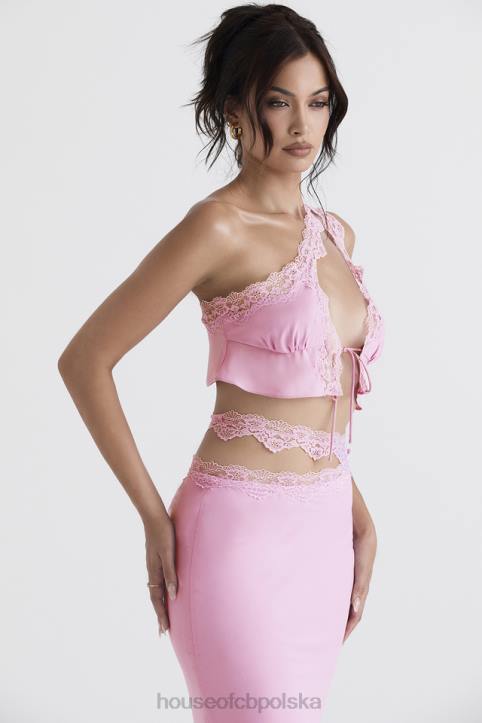 House of CB Lorena różowy krótki top zwiewny na każdą okazję
