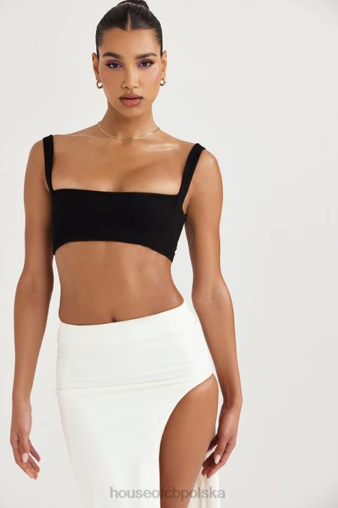 House of CB Luciana czarny plisowany bandeau top na każdą okazję