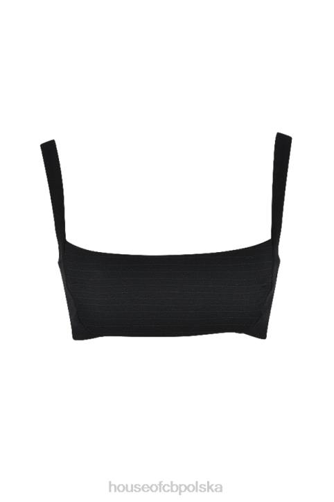 House of CB Luciana czarny plisowany bandeau top na każdą okazję