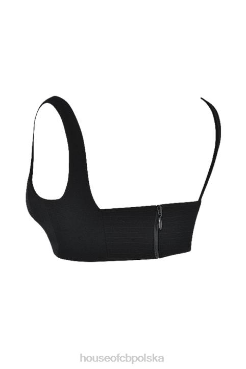 House of CB Luciana czarny plisowany bandeau top na każdą okazję