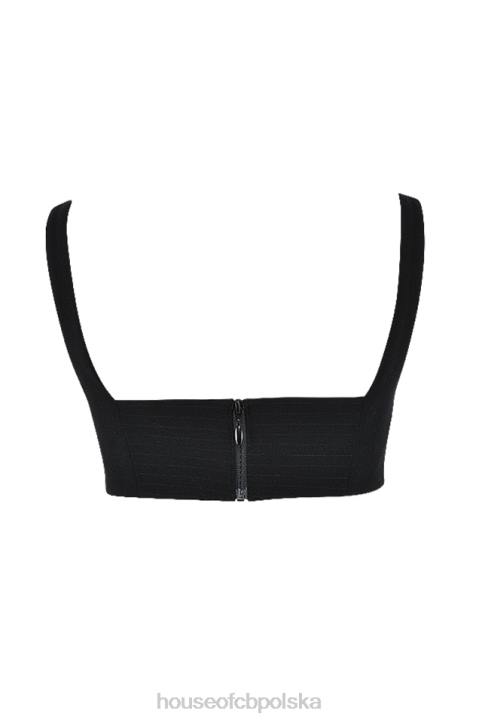 House of CB Luciana czarny plisowany bandeau top na każdą okazję