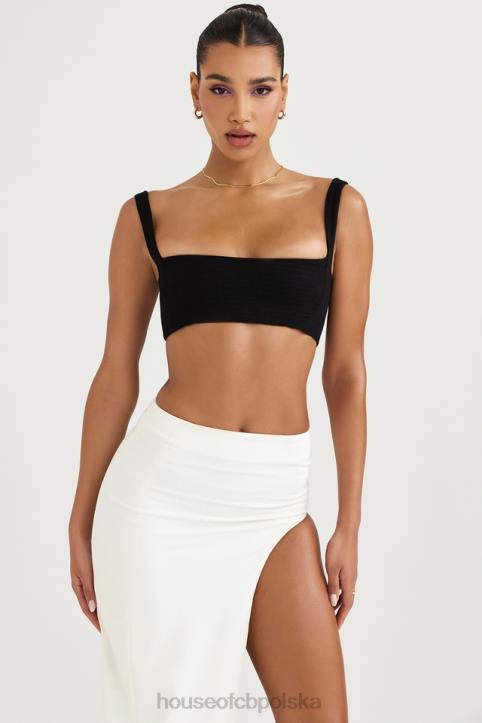 House of CB Luciana czarny plisowany bandeau top na każdą okazję