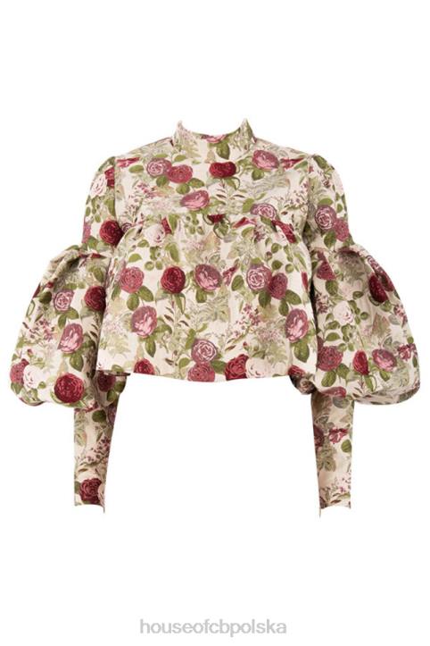 House of CB Naeve kwiatowy top falbany vintage różowy stylowy