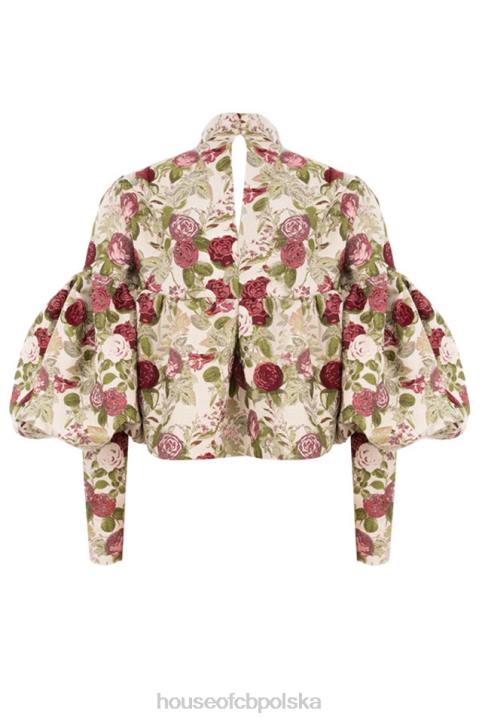 House of CB Naeve kwiatowy top falbany vintage różowy stylowy