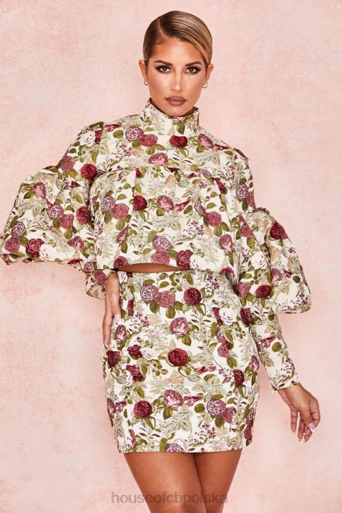 House of CB Naeve kwiatowy top falbany vintage różowy stylowy