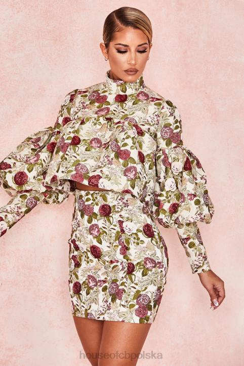 House of CB Naeve kwiatowy top falbany vintage różowy stylowy