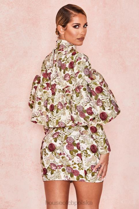 House of CB Naeve kwiatowy top falbany vintage różowy stylowy