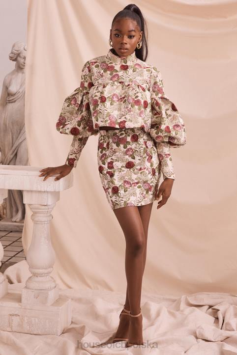 House of CB Naeve kwiatowy top falbany vintage różowy stylowy