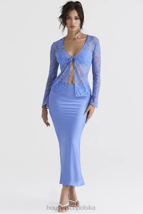 House of CB Niebieski koronkowy top Phoebe z wiązaniem modny i elegancki