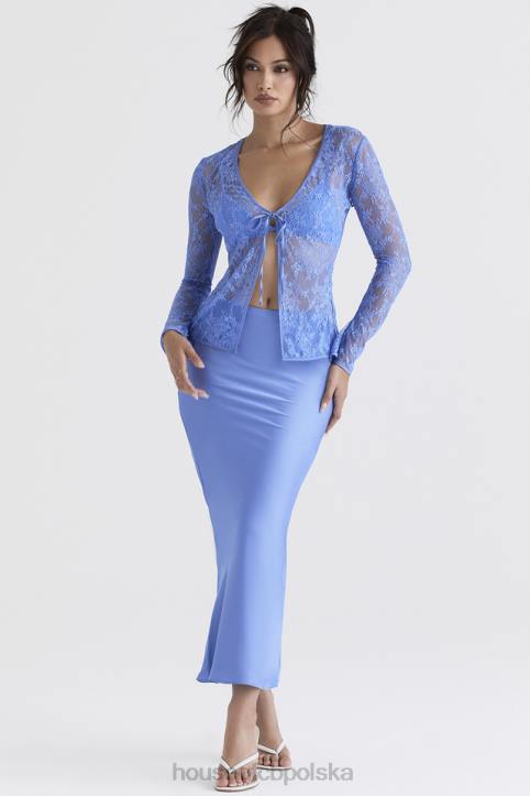 House of CB Niebieski koronkowy top Phoebe z wiązaniem modny i elegancki