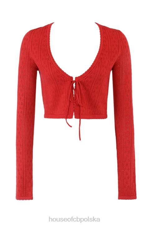 House of CB Wiśniowy Prążkowany Top Perla Modna Odzież Damska