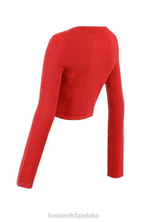 House of CB Wiśniowy Prążkowany Top Perla Modna Odzież Damska