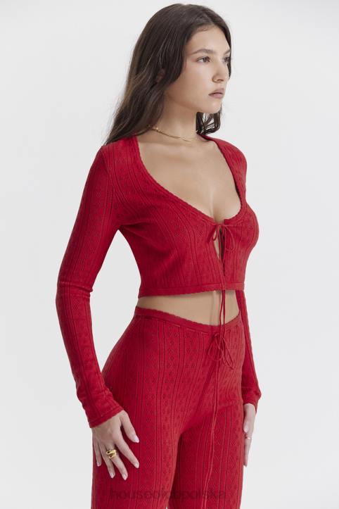 House of CB Wiśniowy Prążkowany Top Perla Modna Odzież Damska