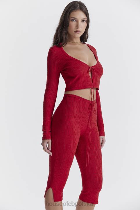 House of CB Wiśniowy Prążkowany Top Perla Modna Odzież Damska