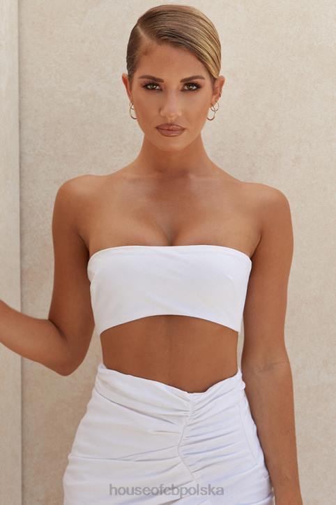 House of CB Top bandeau z białego lnu Tanice modna odzież na każdą okazję