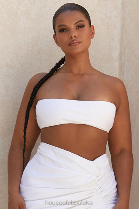 House of CB Top bandeau z białego lnu Tanice modna odzież na każdą okazję