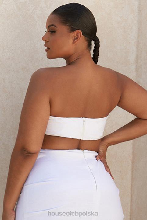 House of CB Top bandeau z białego lnu Tanice modna odzież na każdą okazję