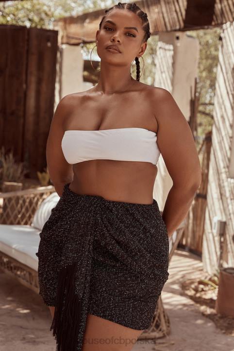 House of CB Top bandeau z białego lnu Tanice modna odzież na każdą okazję