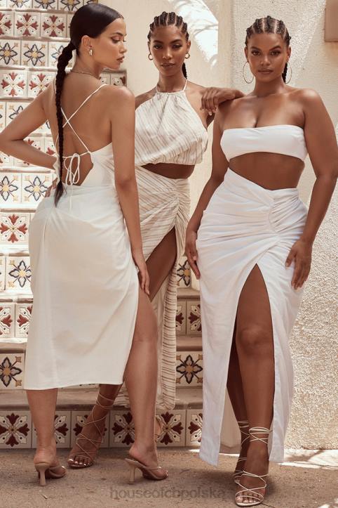 House of CB Top bandeau z białego lnu Tanice modna odzież na każdą okazję