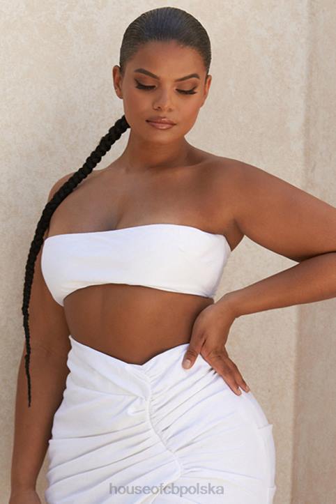 House of CB Top bandeau z białego lnu Tanice modna odzież na każdą okazję