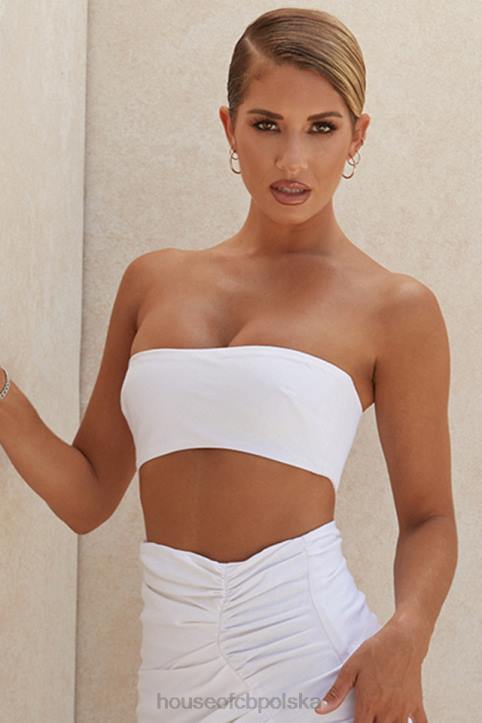 House of CB Top bandeau z białego lnu Tanice modna odzież na każdą okazję