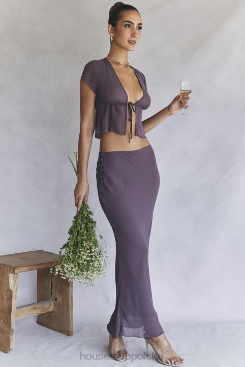 House of CB Top Maia Ciemnofioletowy Stylowy Wiązany Przód 4PND708