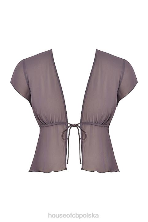 House of CB Top Maia Ciemnofioletowy Stylowy Wiązany Przód 4PND708
