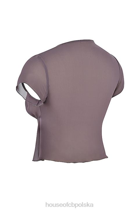 House of CB Top Maia Ciemnofioletowy Stylowy Wiązany Przód 4PND708