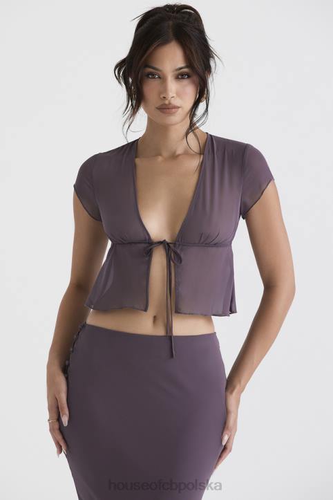 House of CB Top Maia Ciemnofioletowy Stylowy Wiązany Przód 4PND708