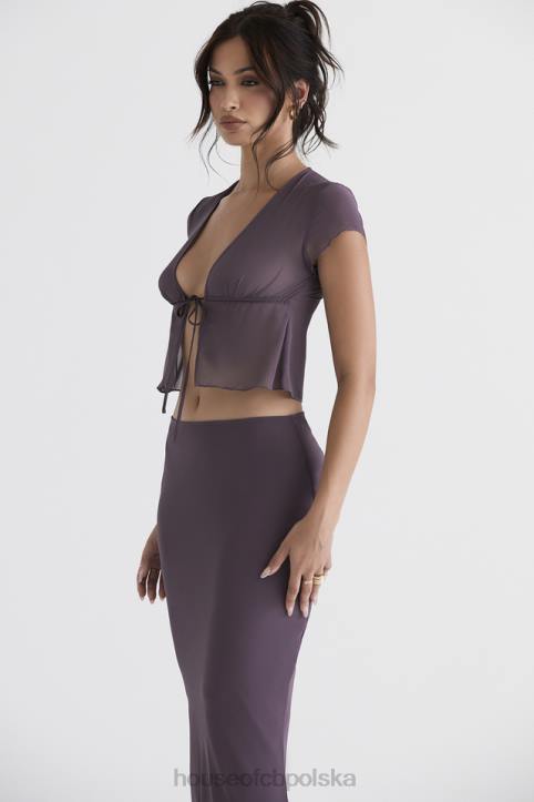 House of CB Top Maia Ciemnofioletowy Stylowy Wiązany Przód 4PND708
