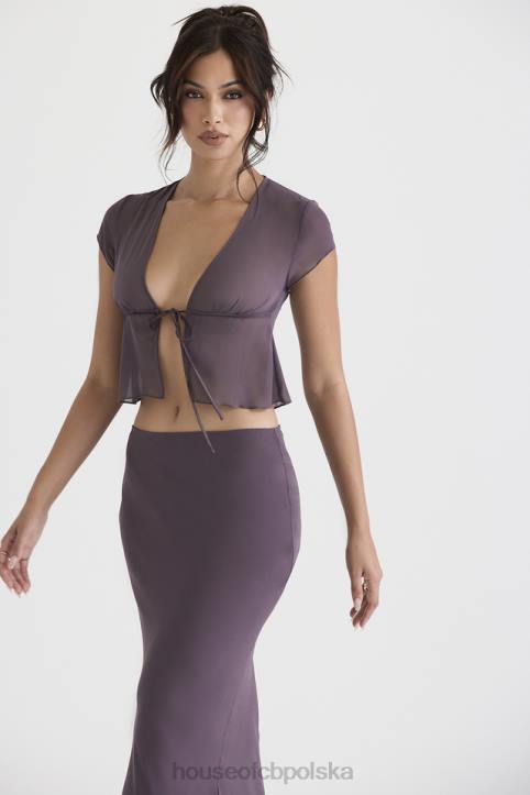 House of CB Top Maia Ciemnofioletowy Stylowy Wiązany Przód 4PND708
