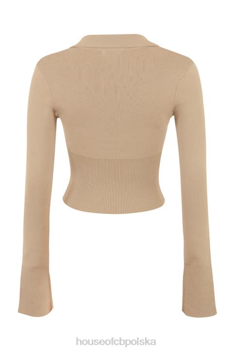 House of CB Camelowy Dzianinowy Top Marianne Modny Styl