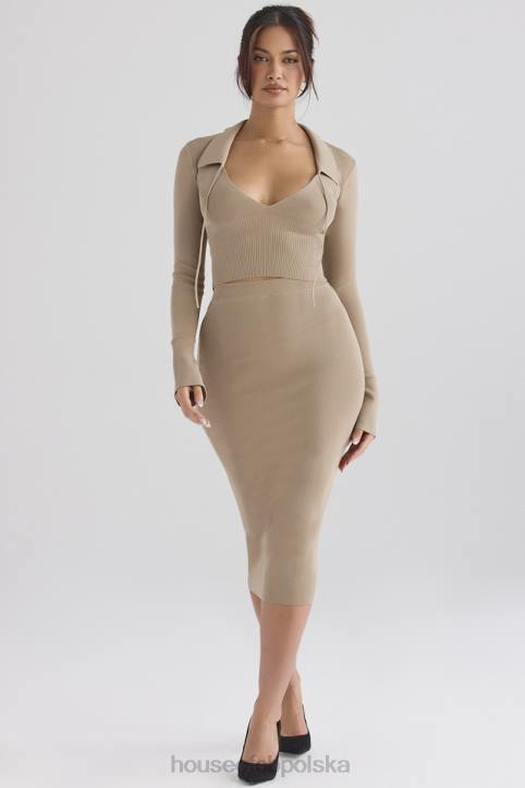 House of CB Camelowy Dzianinowy Top Marianne Modny Styl