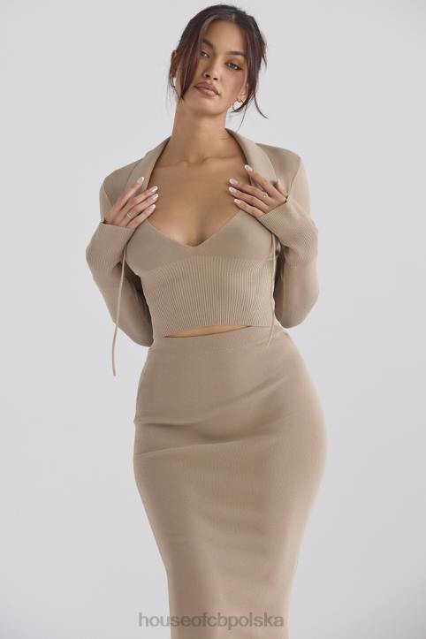 House of CB Camelowy Dzianinowy Top Marianne Modny Styl