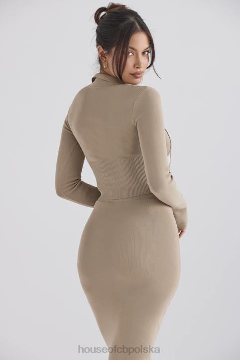 House of CB Camelowy Dzianinowy Top Marianne Modny Styl