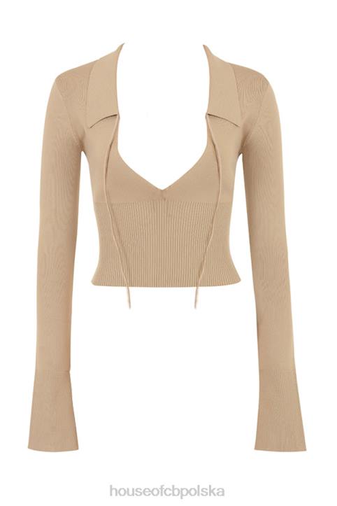 House of CB Camelowy Dzianinowy Top Marianne Modny Styl