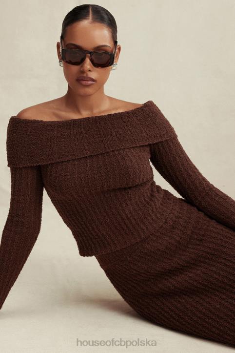 House of CB Top boucle szafranowo-czekoladowy modna odzież damska