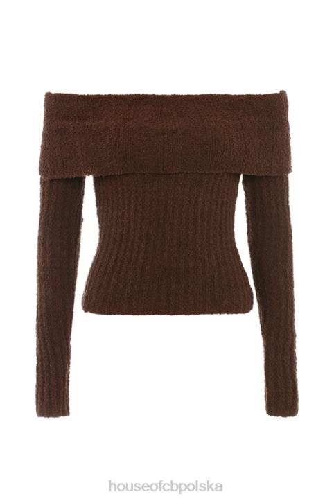 House of CB Top boucle szafranowo-czekoladowy modna odzież damska