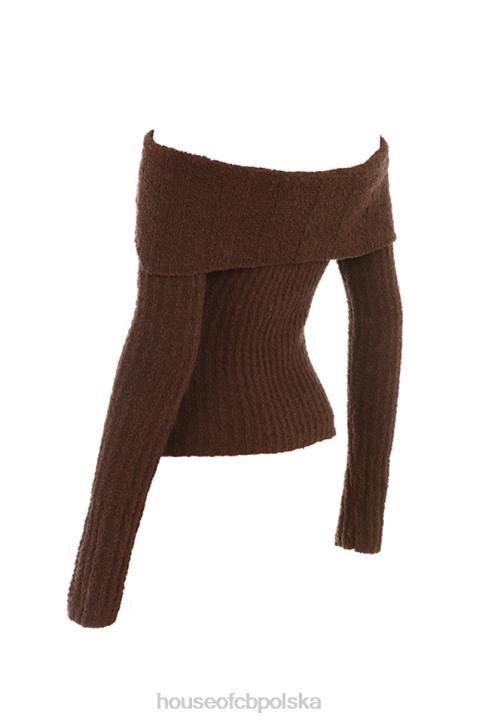 House of CB Top boucle szafranowo-czekoladowy modna odzież damska
