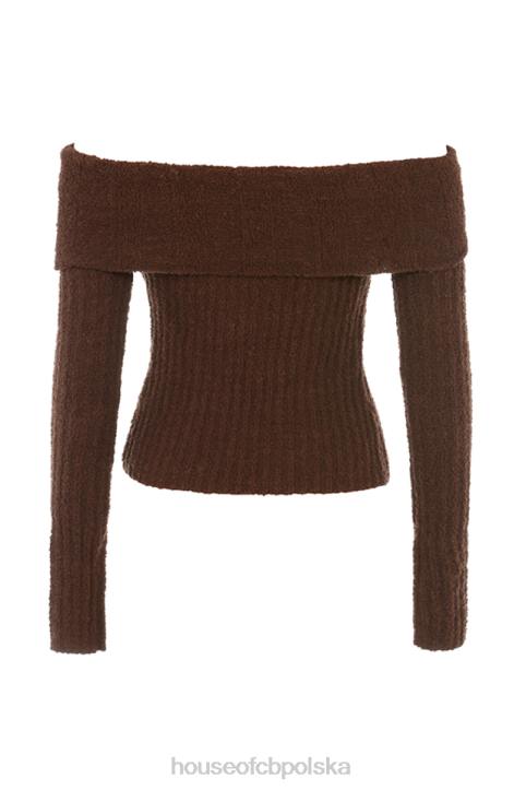 House of CB Top boucle szafranowo-czekoladowy modna odzież damska