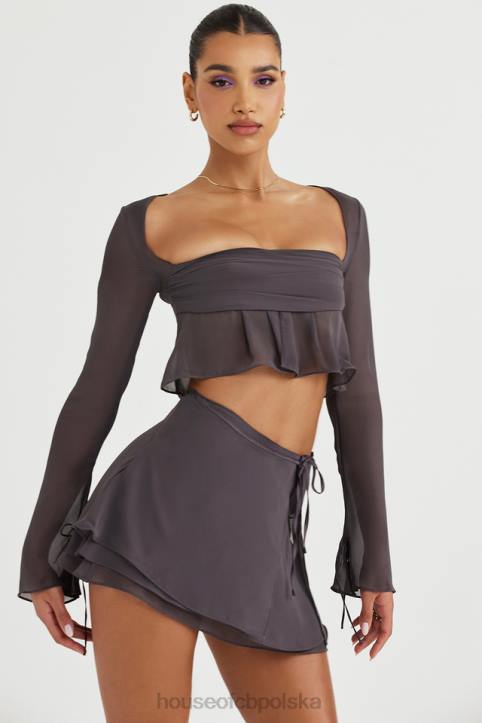 House of CB Dlugi rekaw Athena Shadow Modny top w kolorze szarym
