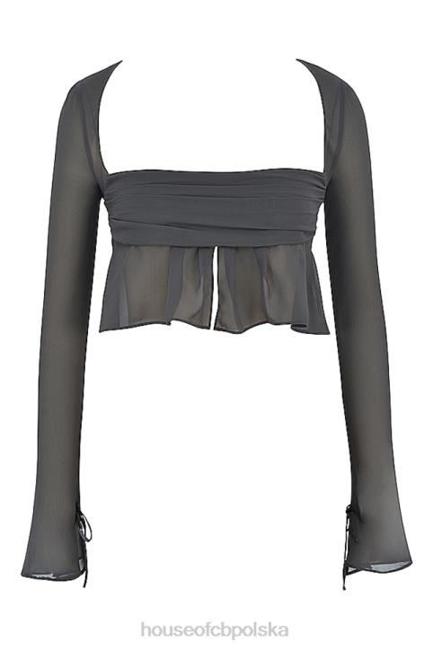 House of CB Dlugi rekaw Athena Shadow Modny top w kolorze szarym