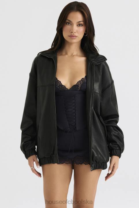 House of CB Czarna oversize kurtka bomber Larissa skóra wegańska trendy moda
