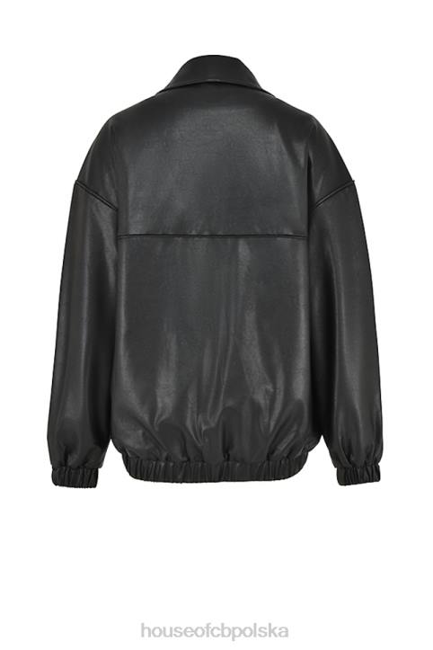 House of CB Czarna oversize kurtka bomber Larissa skóra wegańska trendy moda