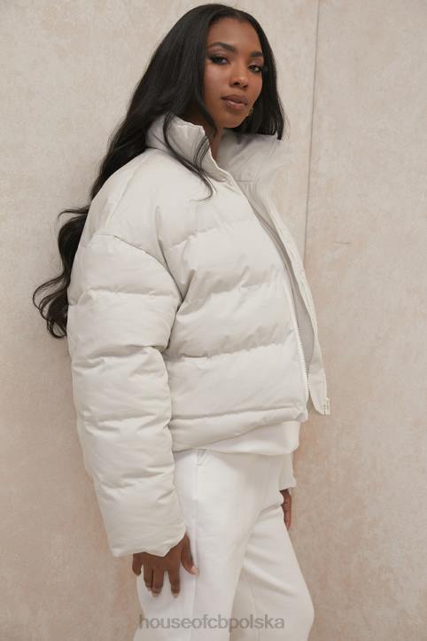 House of CB Kurtka puchowa oversize kość słoniowa stylowa moda