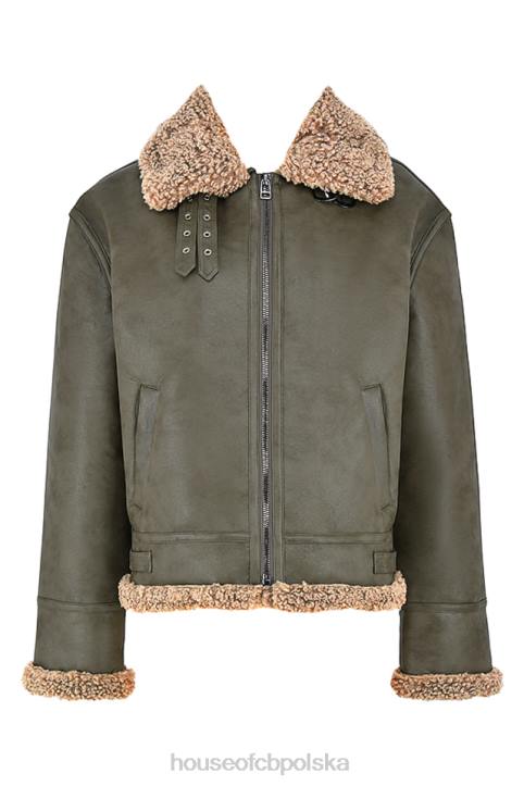 House of CB Madden Zimowa Kurtka Lotnicza Army Green Wełna Wegańska